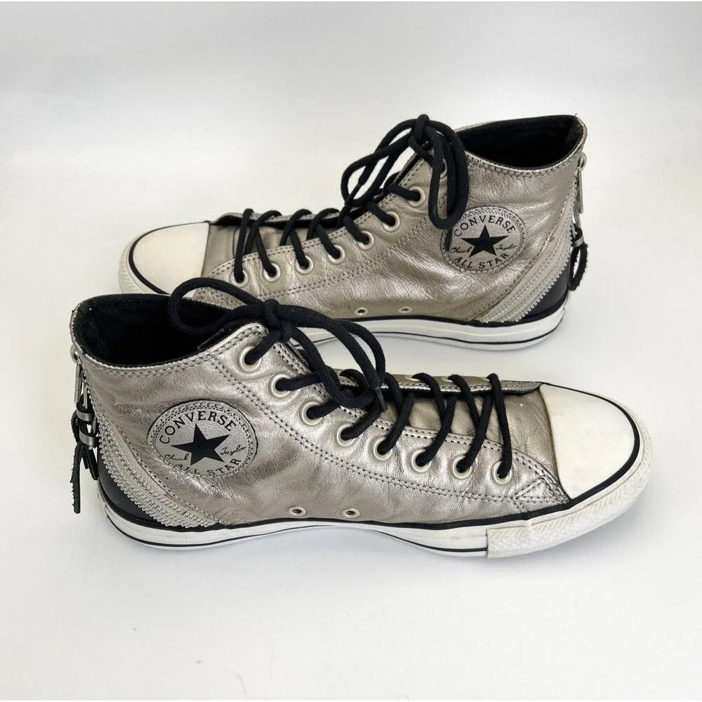 Converse Chuck Taylor All Star Tri-Zip Sneakers Womens Sz 10 Silver Leather